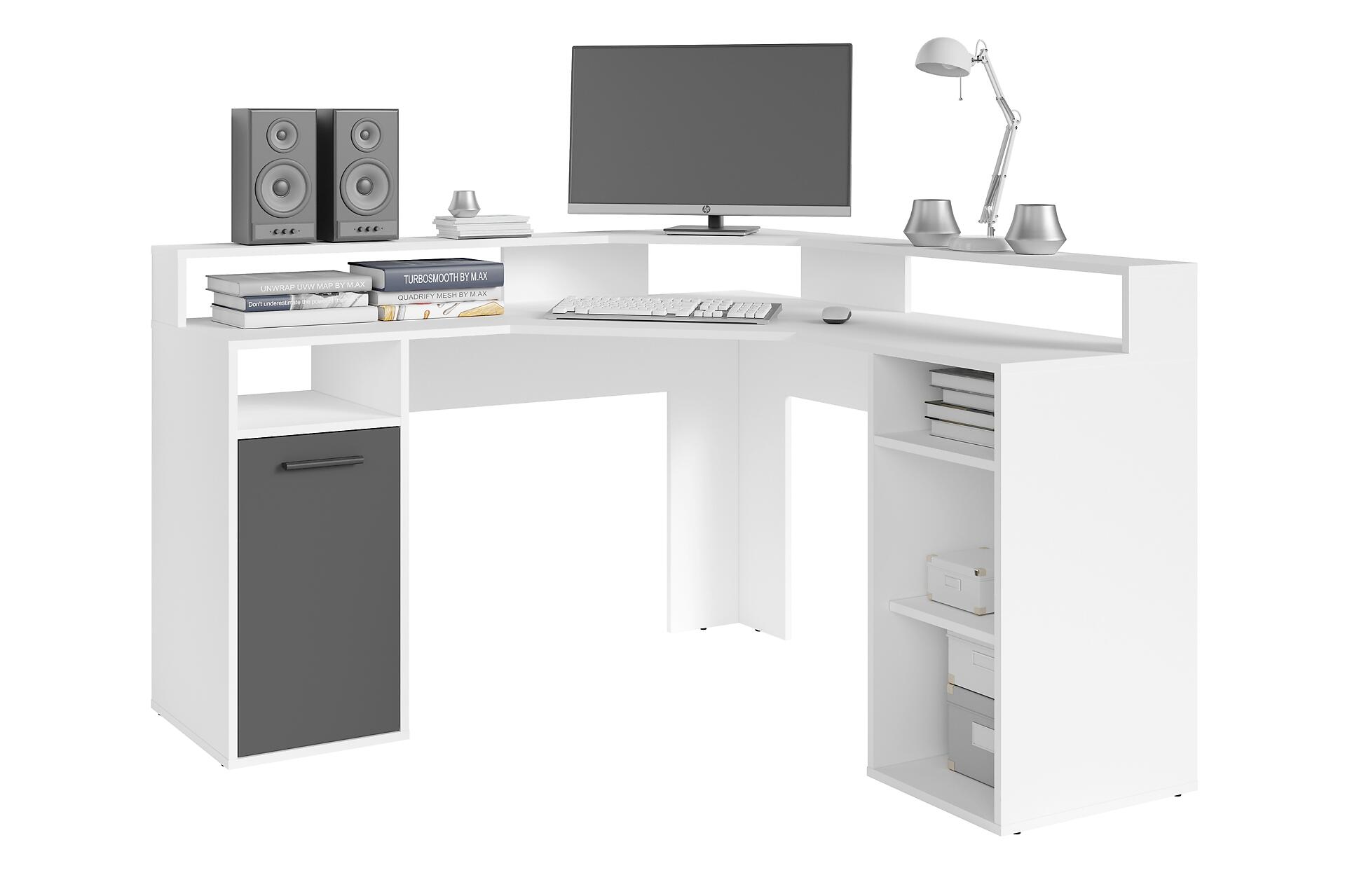 Schreibtisch FOX weiß anthrazit anthrazit B/H/T: ca. 139x90,8x139 cm