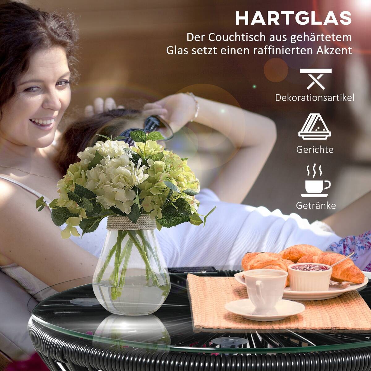 Outsunny Beistelltisch schwarz Eisen B/H/L: ca. 40x40x42 cm