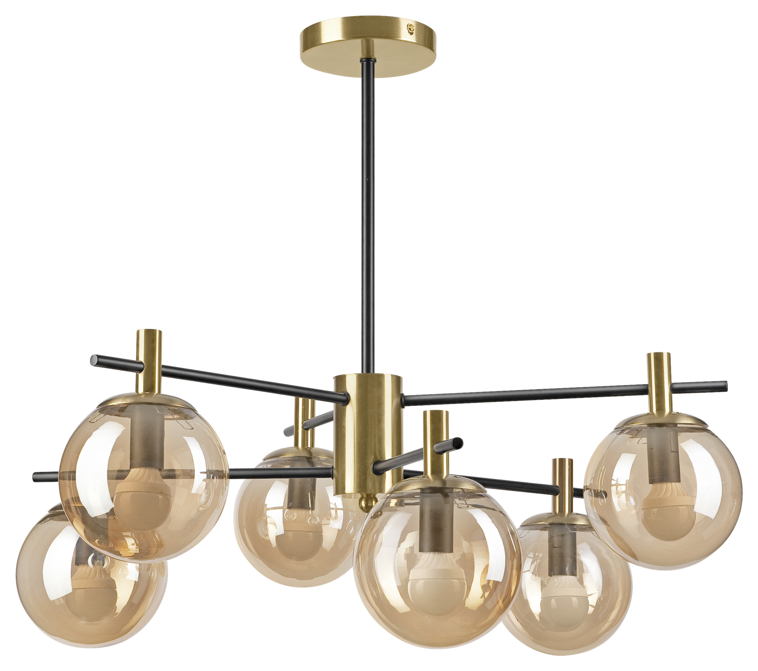 Lamkur Deckenleuchte Lilou gold Stahl Glas B/H/L: ca. 51x53x51 cm E14 6 Brennstellen