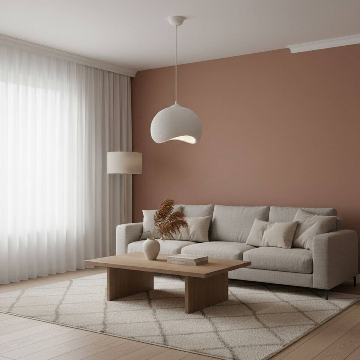 Opviq Pendelleuchte Yontu-15850 weiß Metall Polyester-Mischgewebe B/H/L: ca. 29x120x34 cm E27 1 Brennstellen