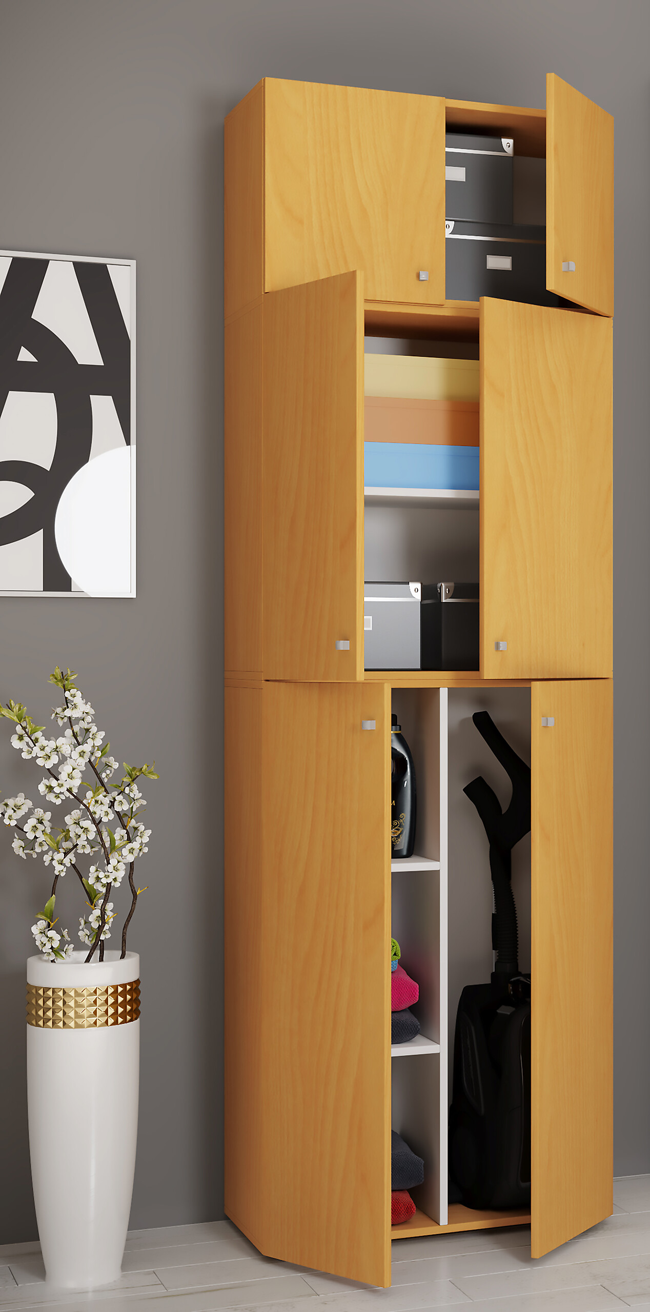 Putzschrank Lona buche Nachbildung weiß B/H/T: ca. 70x223x39 cm Putzschrank Lona buche Nachbildung weiß B/H/T: ca. 70x223x39 cm