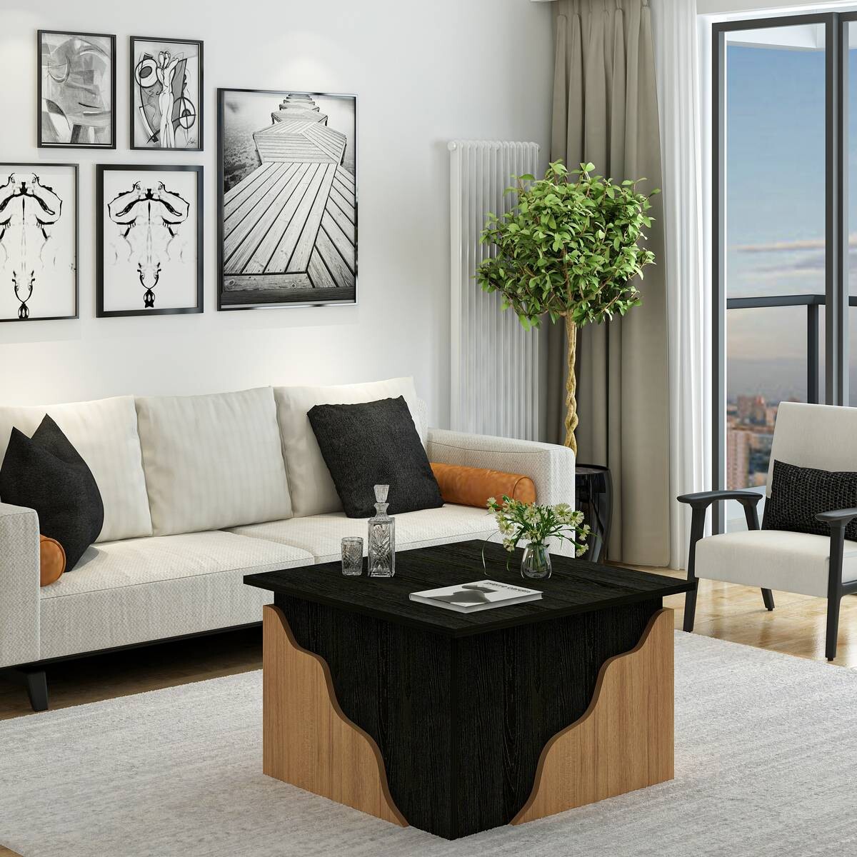 Couchtisch Baxley schwarz walnuss Nachbildung B/H/T: ca. 70x45x70 cm