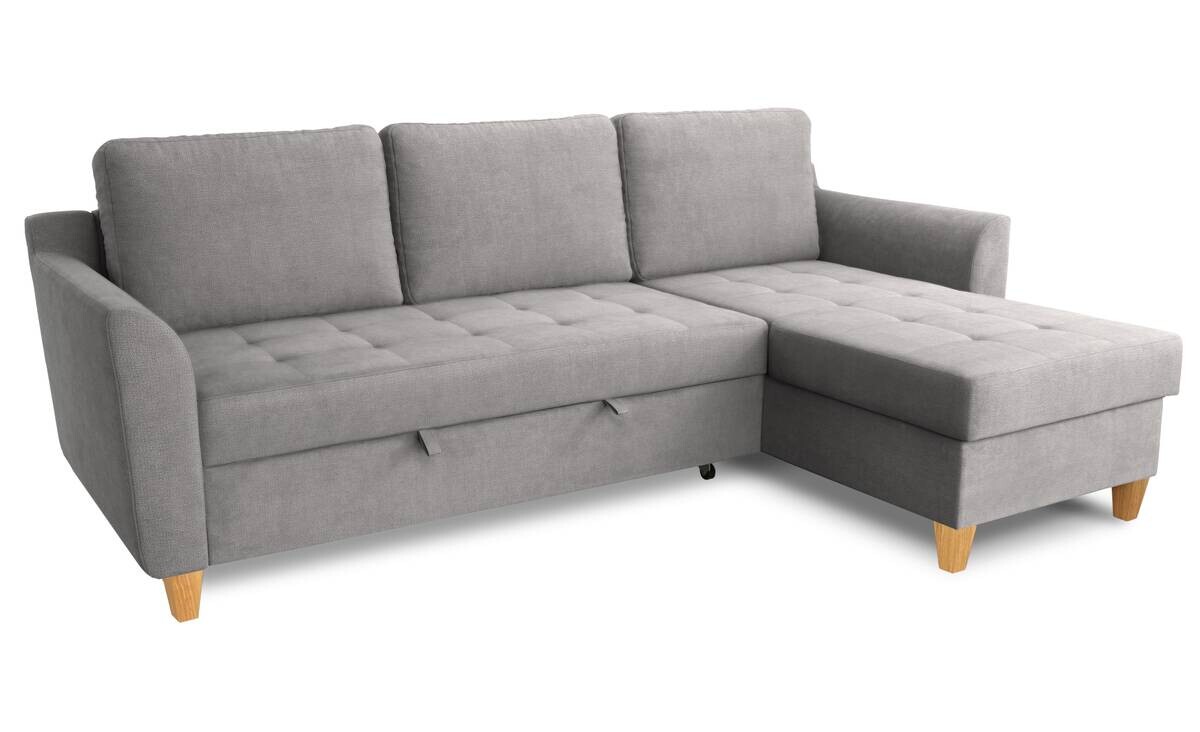 Ecksofa mit Bettfunktion und Bettkasten Ashgrey Microfaser B/H/T: ca. 231x86x150 cm