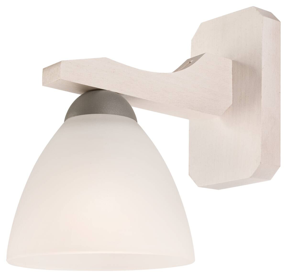 Lamkur Wandleuchte weiß buche Glas Stahl Holz B/H/L: ca. 20x20x30 cm E27 1 Brennstellen