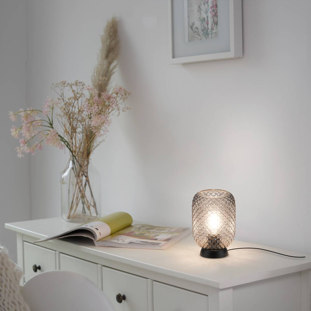 Just Light Tischleuchte 14906-18 schwarz Rauchglas H/D: ca. 23x15 cm E27 1 Brennstellen