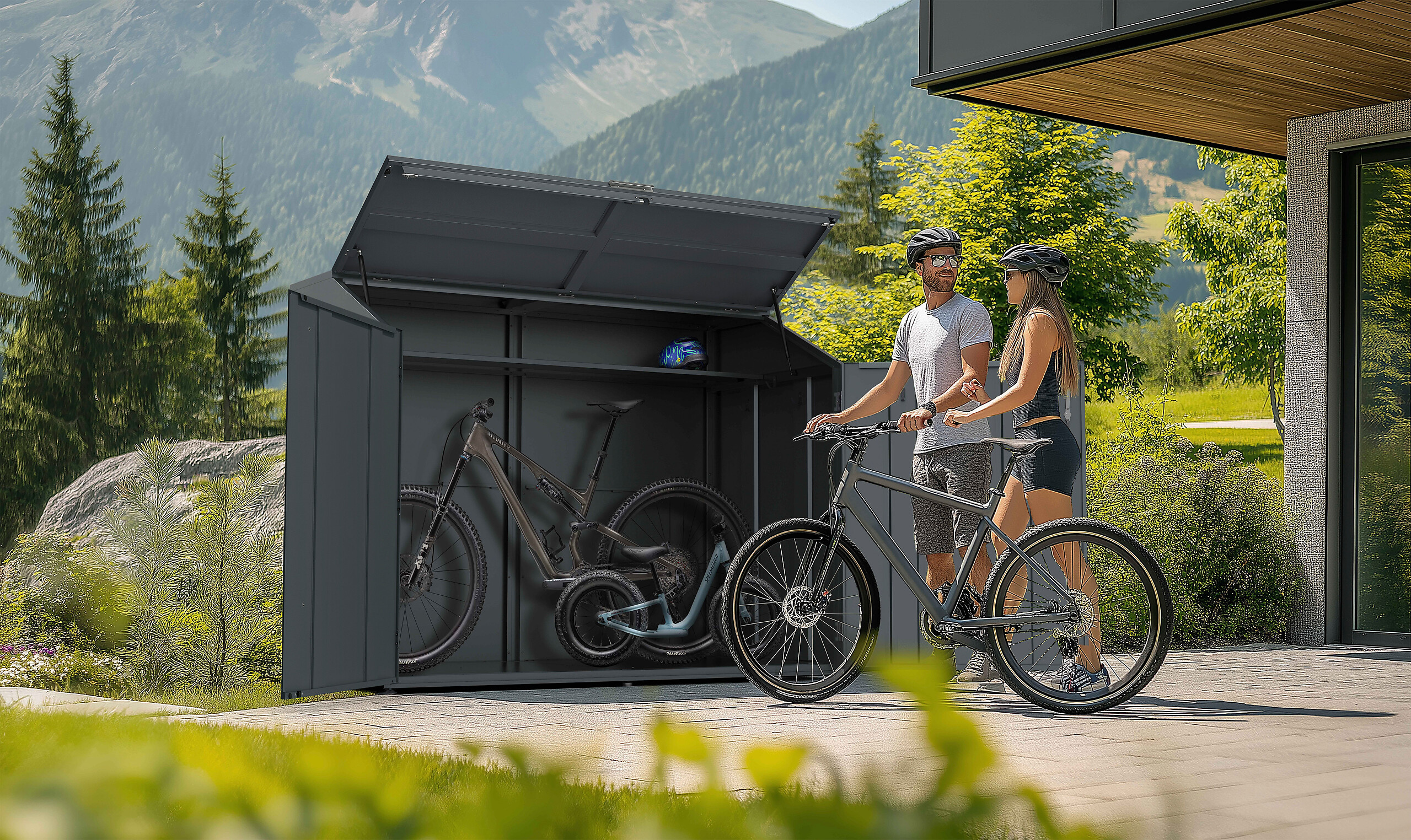 Westmann Fahrradgarage Linea anthrazit B/H/L: ca. 200x154x100 cm
