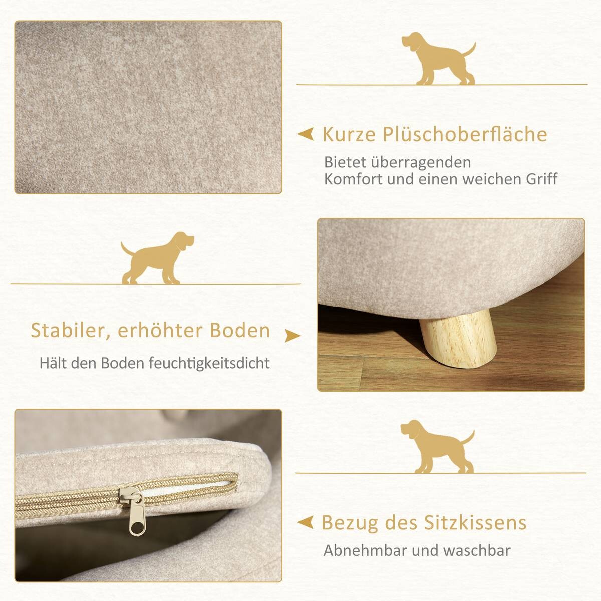 PawHut Hundebett weiß Kiefer B/H/L: ca. 47x30x70 cm