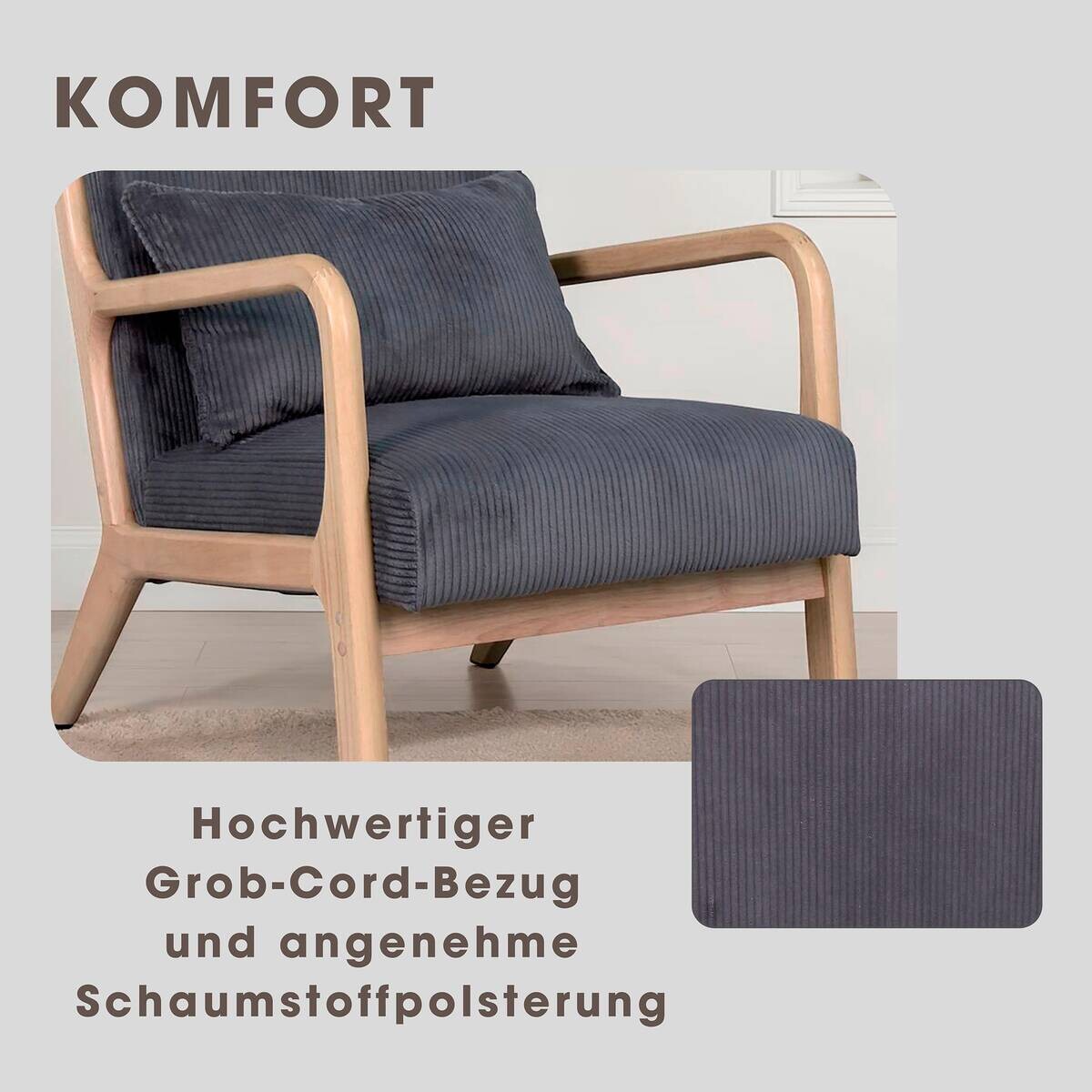 Sessel NOHR natur grau B/H/T: ca. 65,2x80,6x76 cm