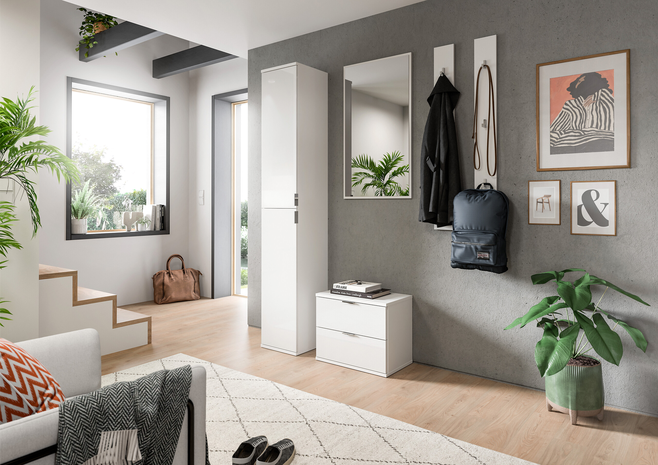 Garderobe PROJEKT X weiß weiß Hochglanz B/H/T: ca. 148x191x37 cm Garderobe PROJEKT X weiß weiß Hochglanz B/H/T: ca. 148x191x37 cm