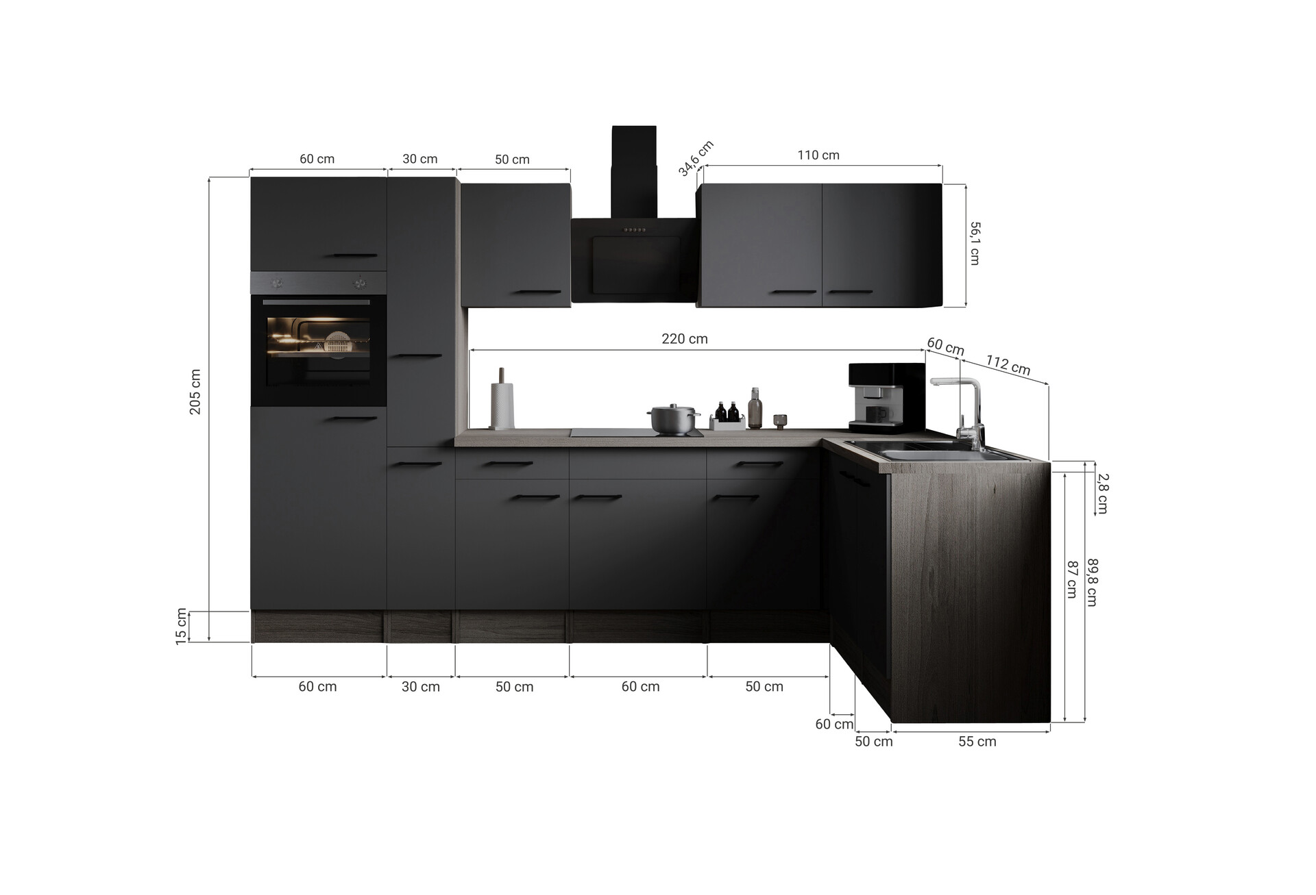 Winkelküche Oliver B/H/T: ca. 310x205x172 cm