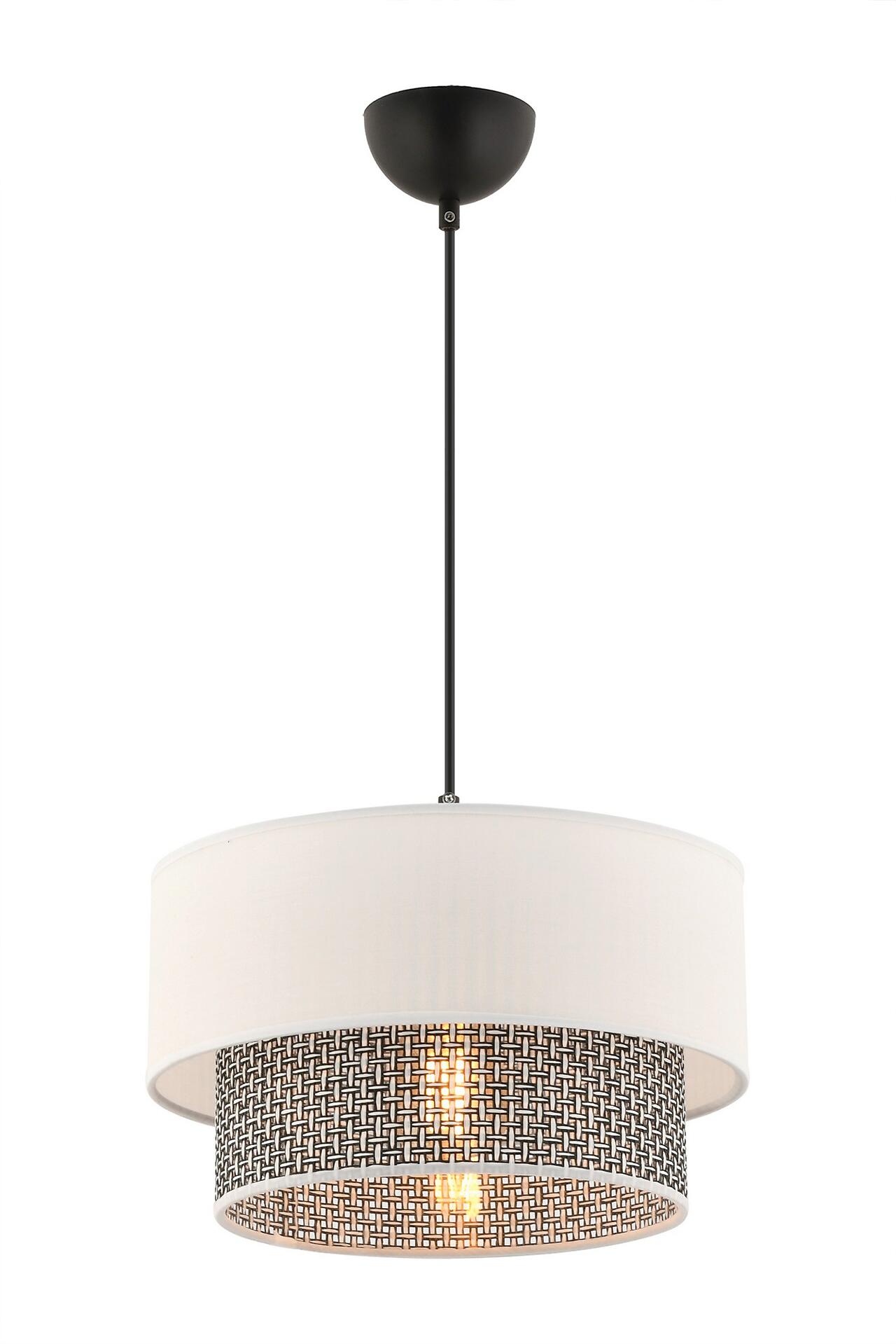 Opviq Pendelleuchte Echo grau weiß Baumwolle B/H/T/L/D: ca. 30x65x30x30x30 cm E27 1 Brennstellen