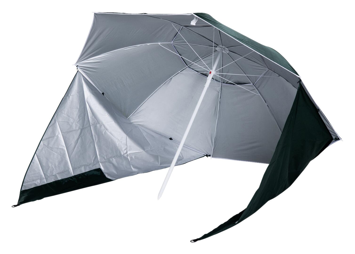 Outsunny Strandschirm-/Strandzelt 2in1 dunkelgrün Metall H/D: ca. 222x210 cm