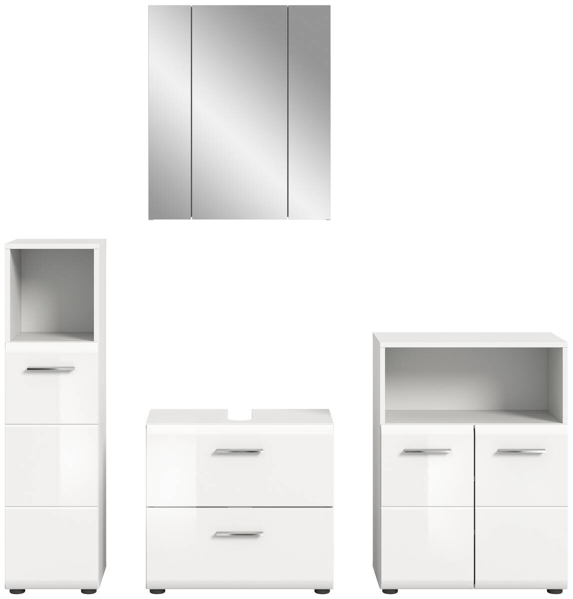 Badezimmer-Set ICE weiß weiß Hochglanz B/H/T: ca. 180x190x32 cm