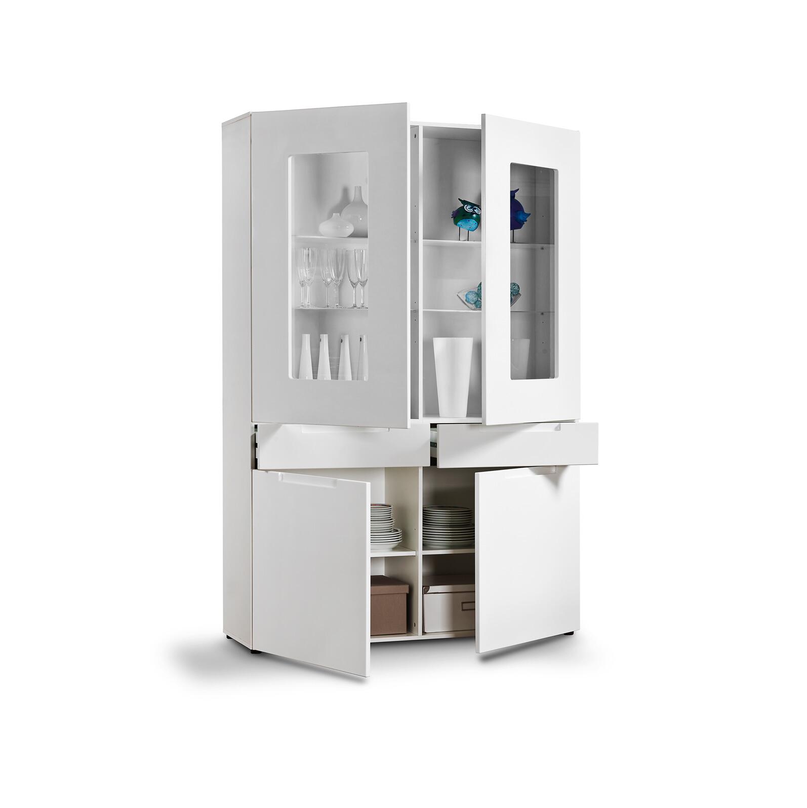 Highboard Mailand weiß Hochglanz B/H/T: ca. 128x191x40 cm