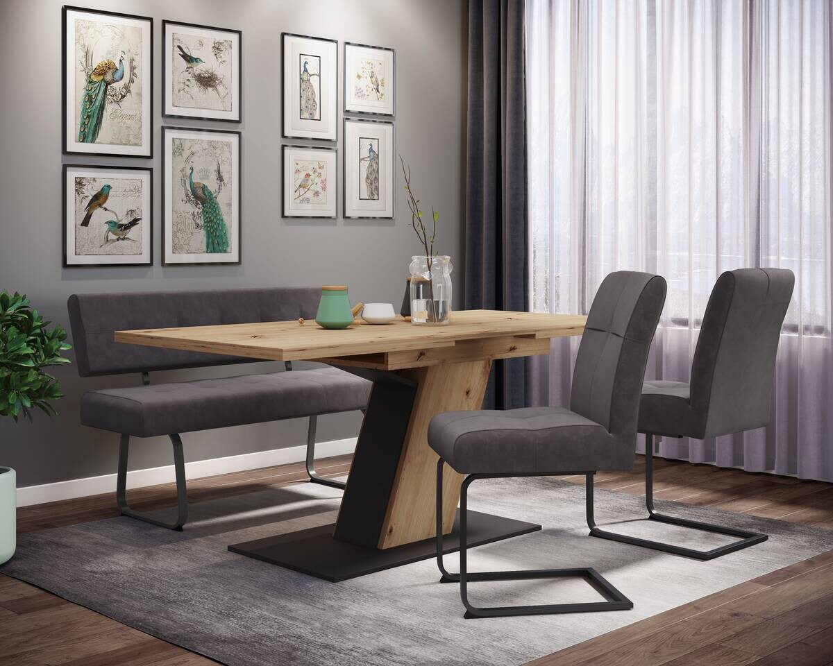 Essgruppe Luise Eiche anthrazit Holzwerkstoff B/H/T: ca. 180x76x90 cm