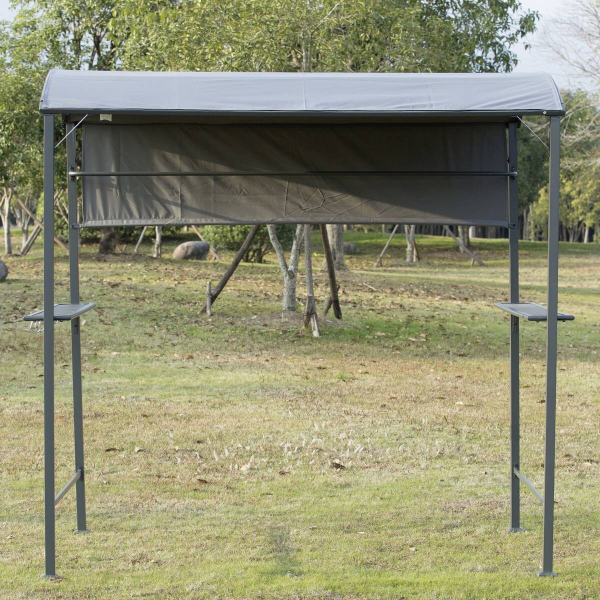 Outsunny Grillpavillon schwarz Metall B/H/L: ca. 138x216x218 cm