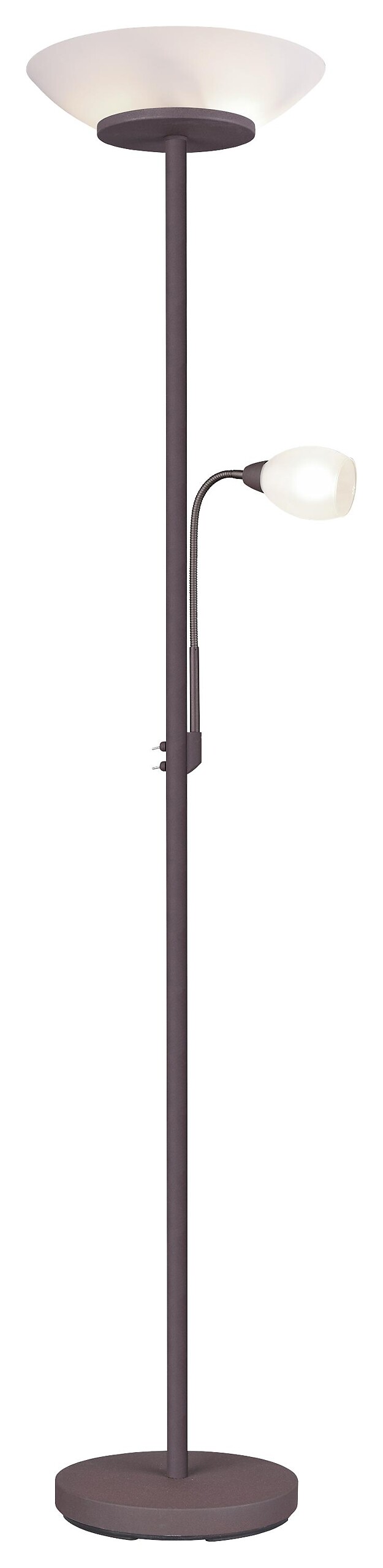 Reality Deckenfluter Gerry rost weiß Metall Glas H/D: ca. 180x34 cm E27 2 Brennstellen