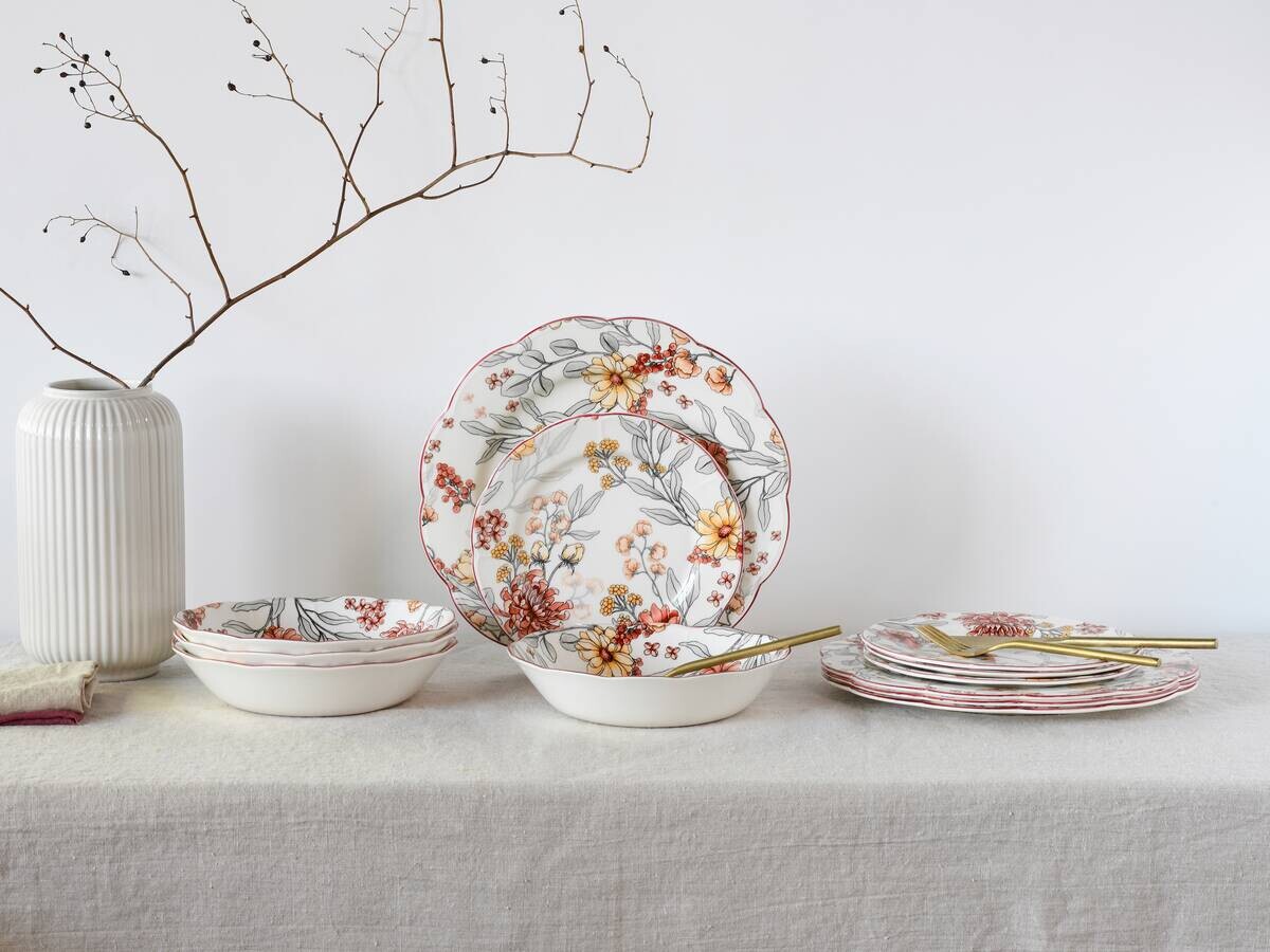 CreaTable Tafelservice Fiore bunt Steingut 12 tlg.