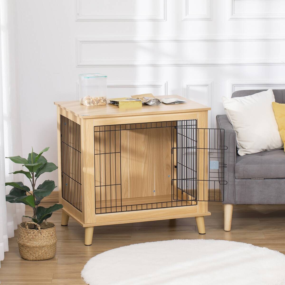 PawHut Hunde-Zubehör Eiche Polypropylen B/H/L: ca. 58,5x81x76 cm