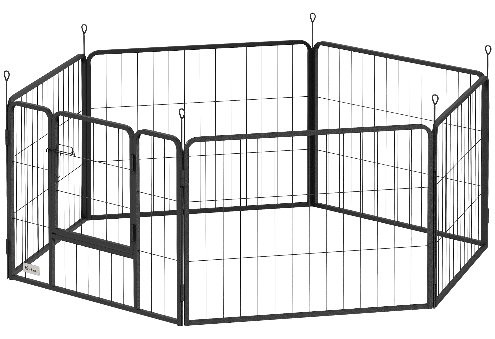 PawHut Welpenauslauf grau Stahl B/H/L: ca. 80x60x160 cm