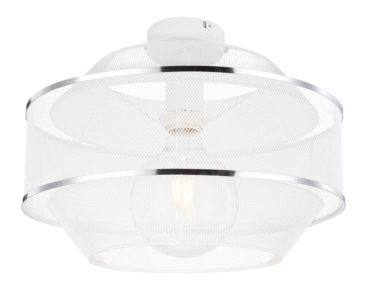 GLOBO Deckenleuchte weiß Chrom Metall H/D: ca. 26x35 cm E27 1 Brennstellen