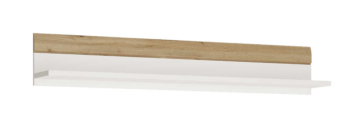 Wandboard Merida weiß weiß hochglänzend Eiche Wotan B/H/T: ca. 140x23x22 cm