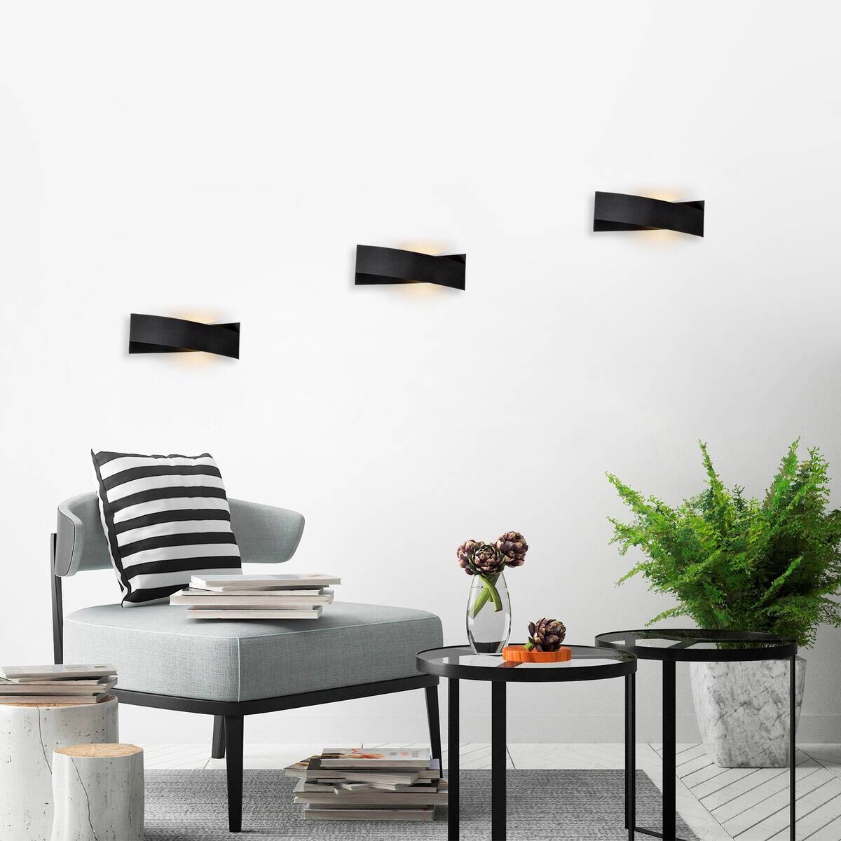 Opviq Wandleuchte Finsternis schwarz Metall B/H/T/L/D: ca. 10x11x10x31x10 cm G9 1 Brennstellen