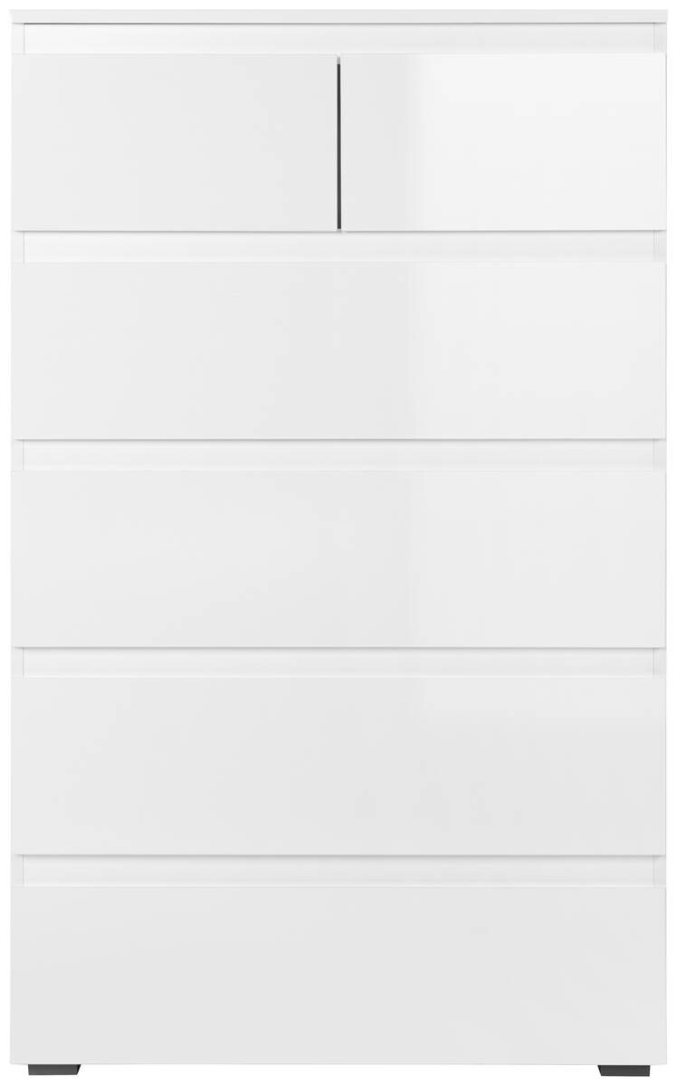 Schubkastenkommode Capetown weiß glänzend weiß B/H/T: ca. 80x132x40 cm