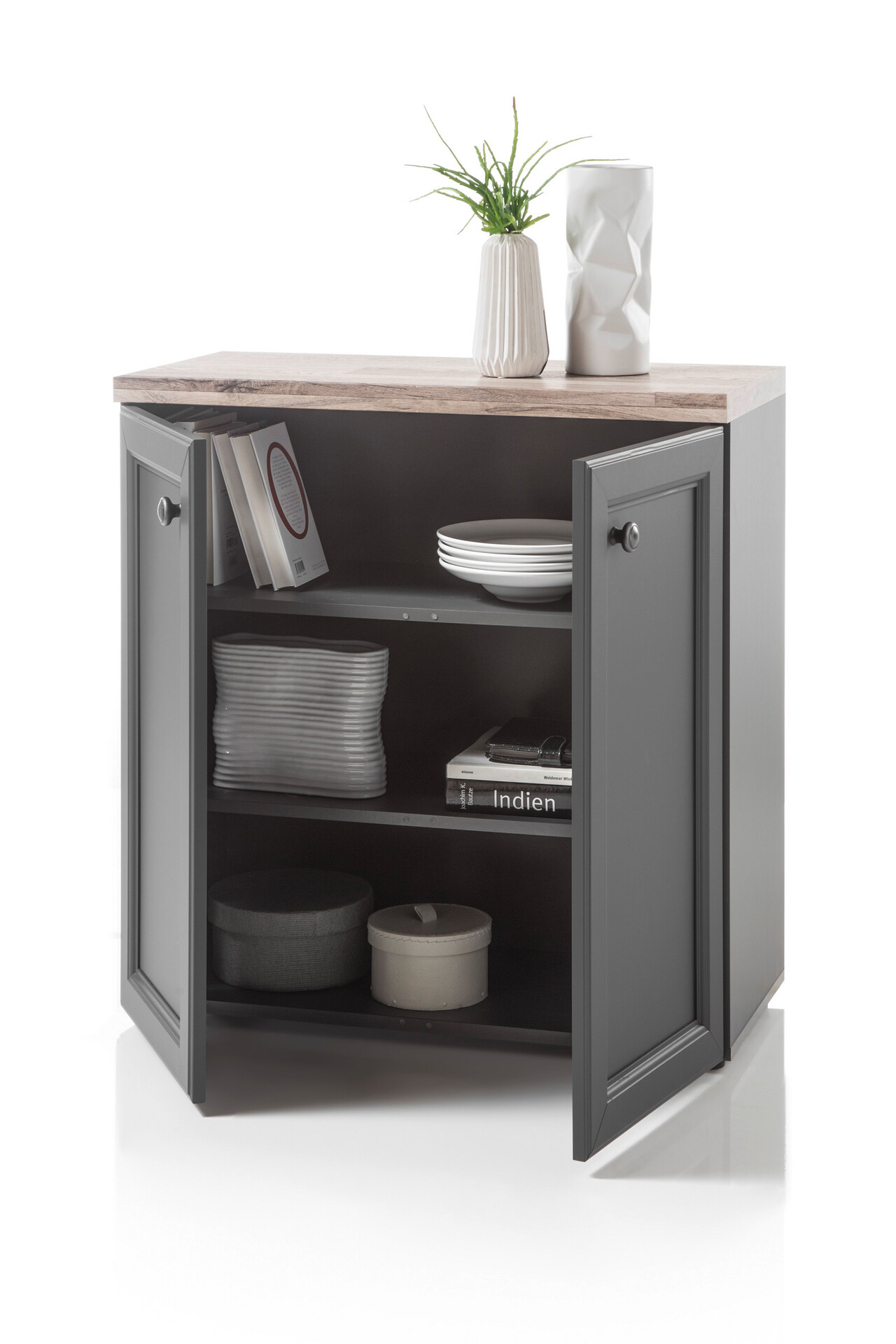 Kommode Toskana Timber Wood Nachbildung grau dunkel B/H/T: ca. 80x85x38 cm