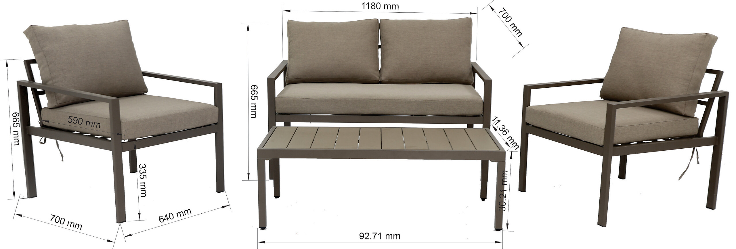 POCOline Gartensitzgruppe Toulouse braun Stahl