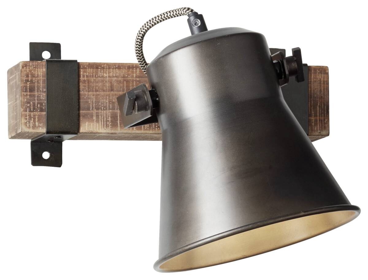 Brilliant Spot Plow schwarz braun Metall Holz B/H/T: ca. 17x24x25 cm E27 1 Brennstellen