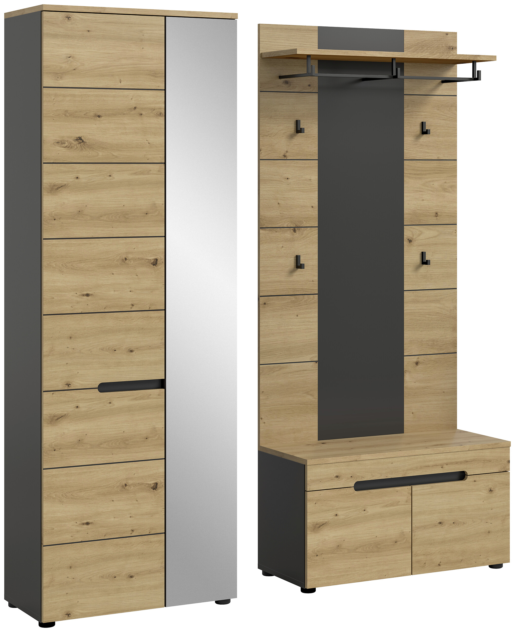 Garderobe Canu basaltgrau Nachbildung Artisan Nachbildung B/H/T: ca. 160x190x37 cm