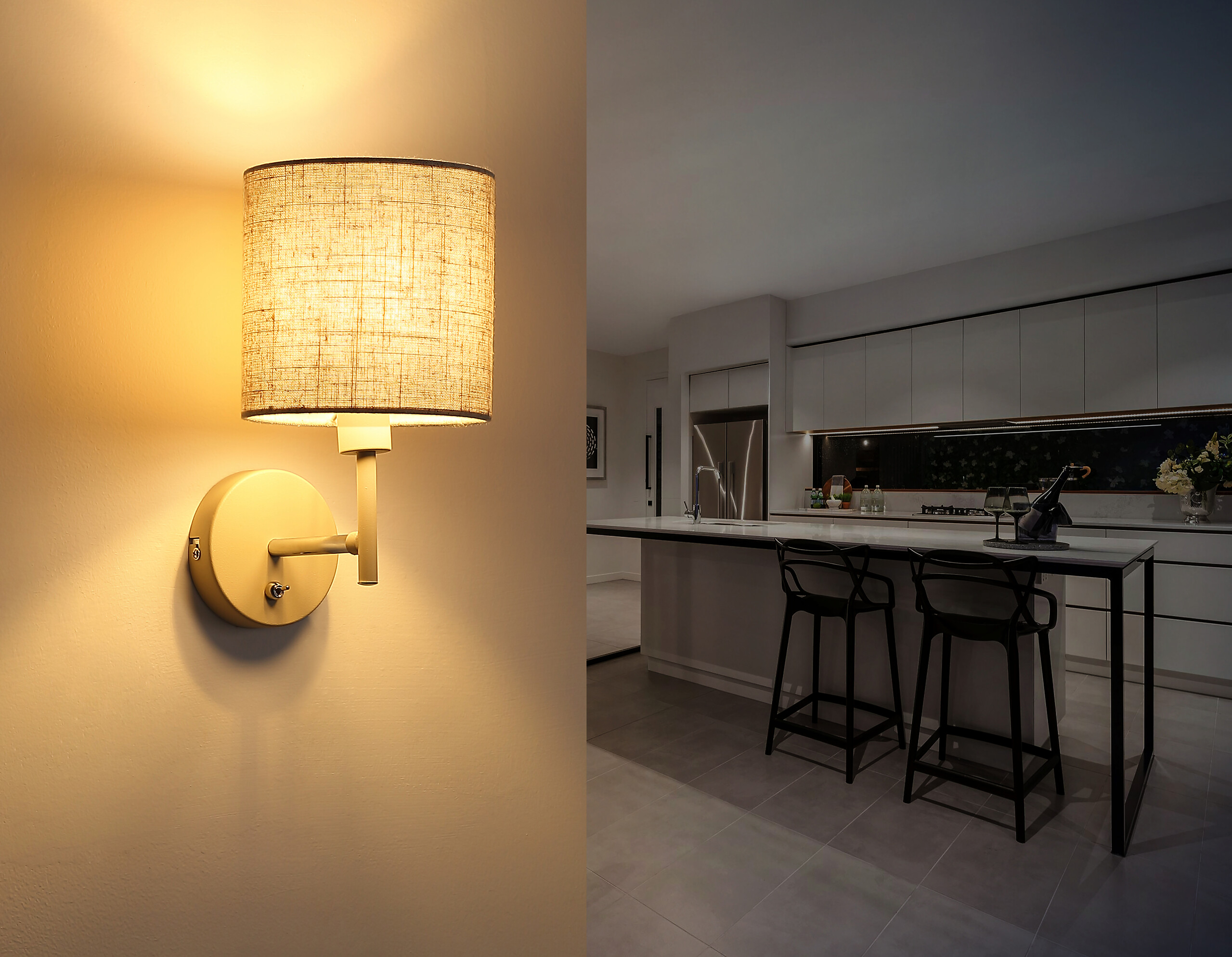 Wandleuchte sand Textil Metall B/H/L: ca. 20x26x15 cm