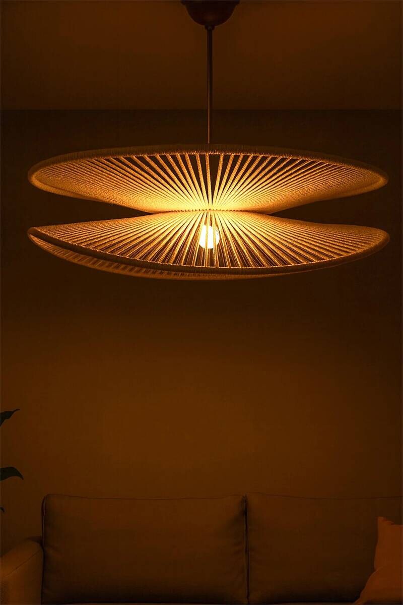 Opviq Pendelleuchte gold ecru Kunststoff B/T/L: ca. 50x50x50 cm E27 1 Brennstellen