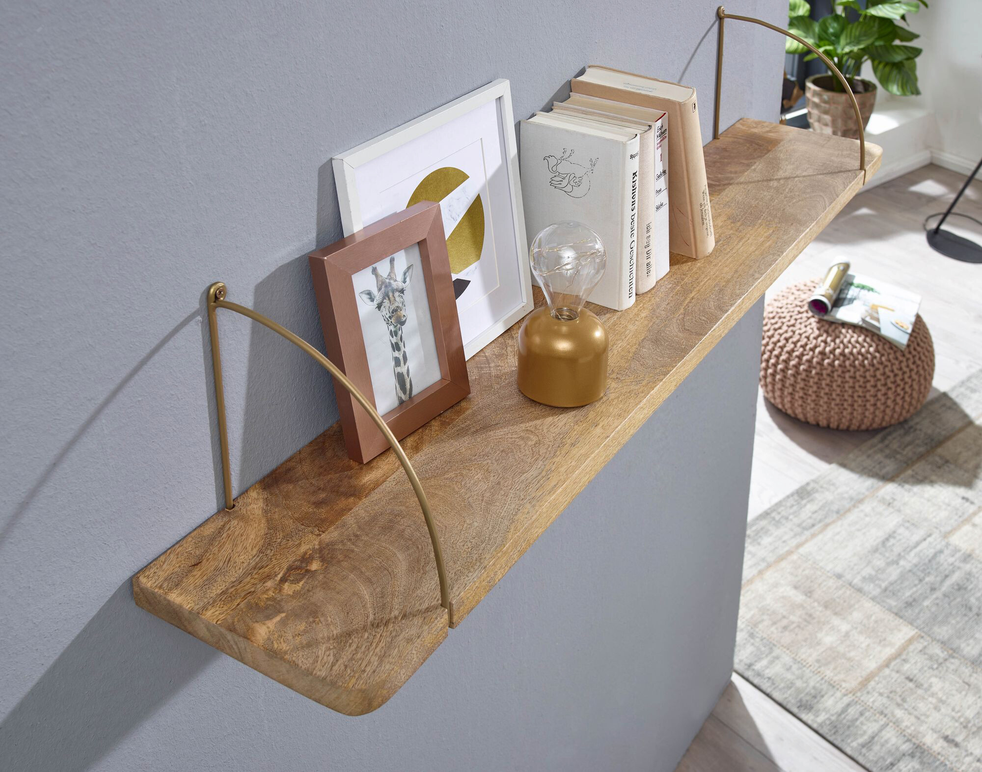 Wandregal braun Holz B/H/T: ca. 22x25x100 cm Wandregal braun Holz B/H/T: ca. 22x25x100 cm