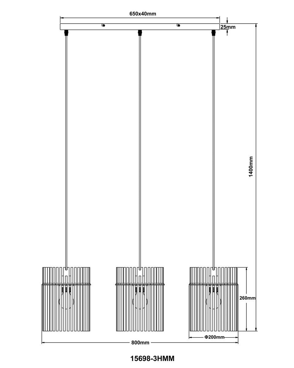 GLOBO Hängeleuchte schwarz grün rot gelb Metall Glas B/H/L: ca. 22x9,5x86,5 cm E27 3 Brennstellen