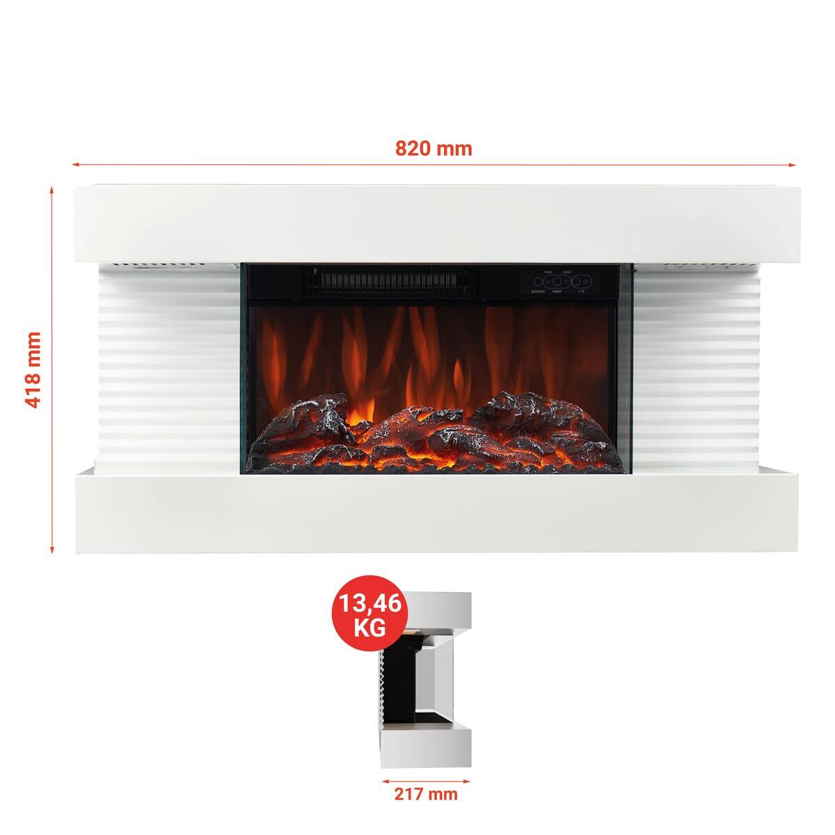 KAMINIO Elektrischer-Kamin LIZ weiß Metall B/H/T: ca. 82x41,8x21,7 cm ca. 2000 W