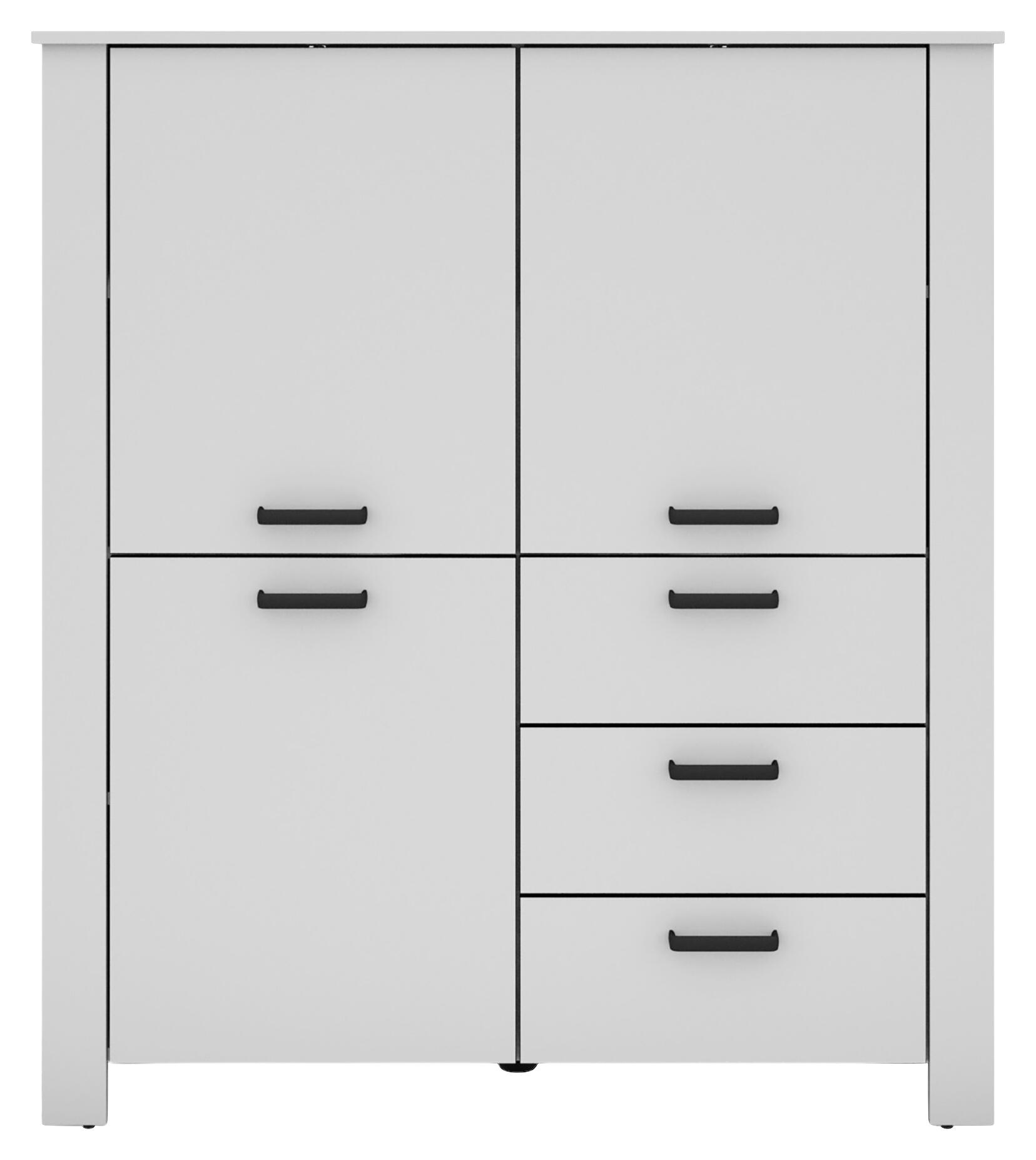 Highboard FARO weiß schwarz B/H/T: ca. 120x137x40 cm