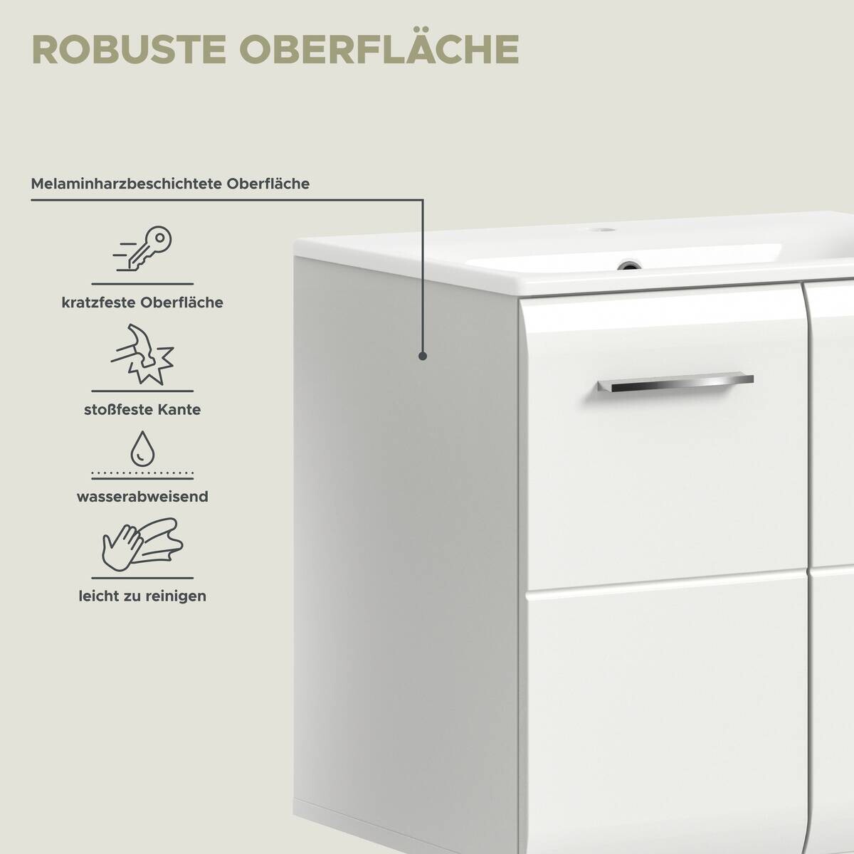 Waschplatz Ice weiß weiß Hochglanz B/H/T: ca. 60x55x46 cm