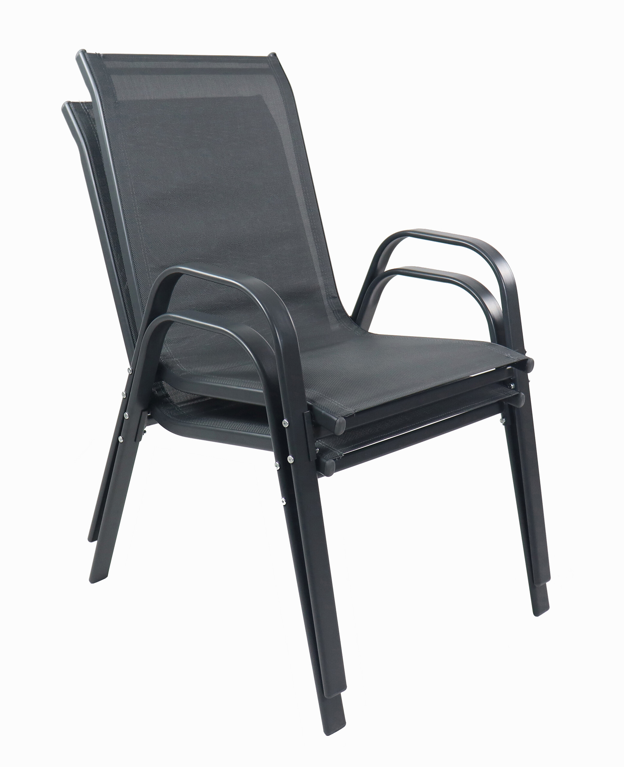 VCM Gartenstuhl 2er Set anthrazit Textilene B/H/L: ca. 56x89x73 cm