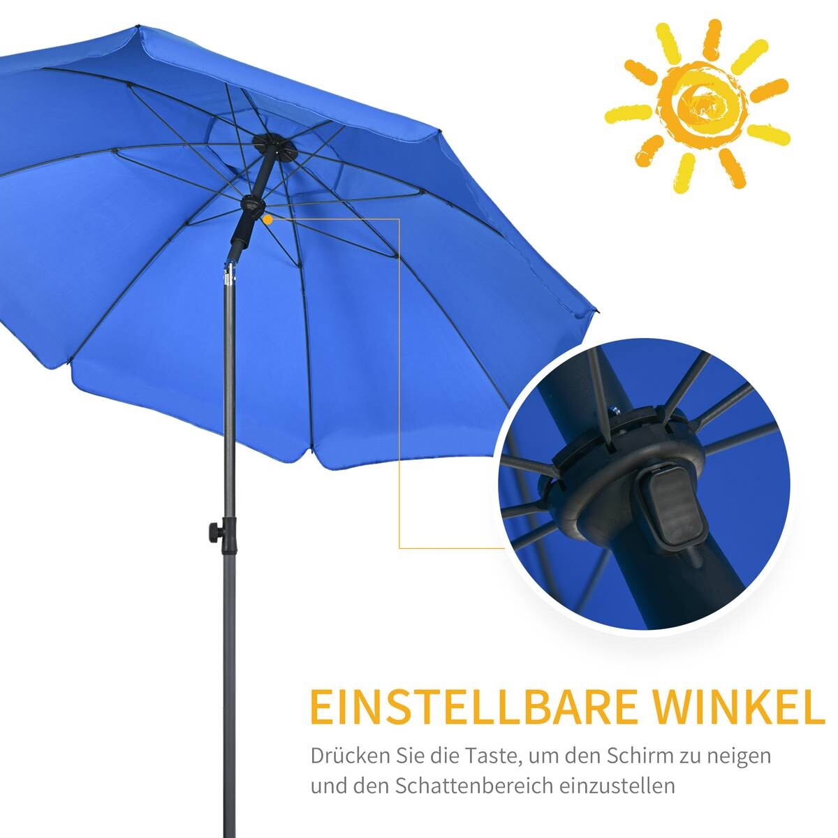 Outsunny Sonnenschirm blau Polyester B/H/L: ca. 180x209x180 cm