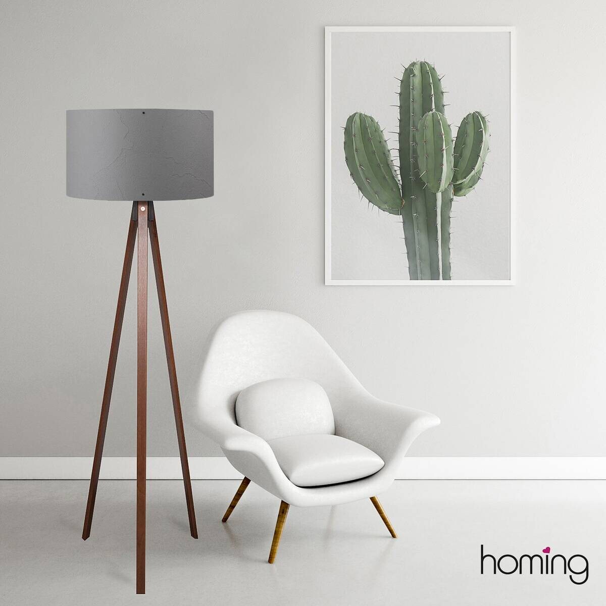 Opviq Stehleuchte grau MDF PVC B/H/T/L/D: ca. 38x140x38x38x38 cm E27 1 Brennstellen