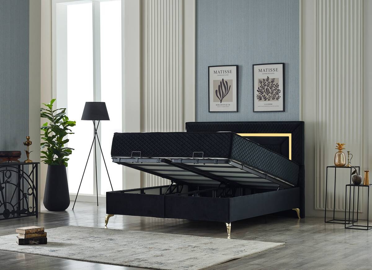 Polsterbett Pandroa 'S' schwarz Liegefläche B/L: ca. 180x200 cm