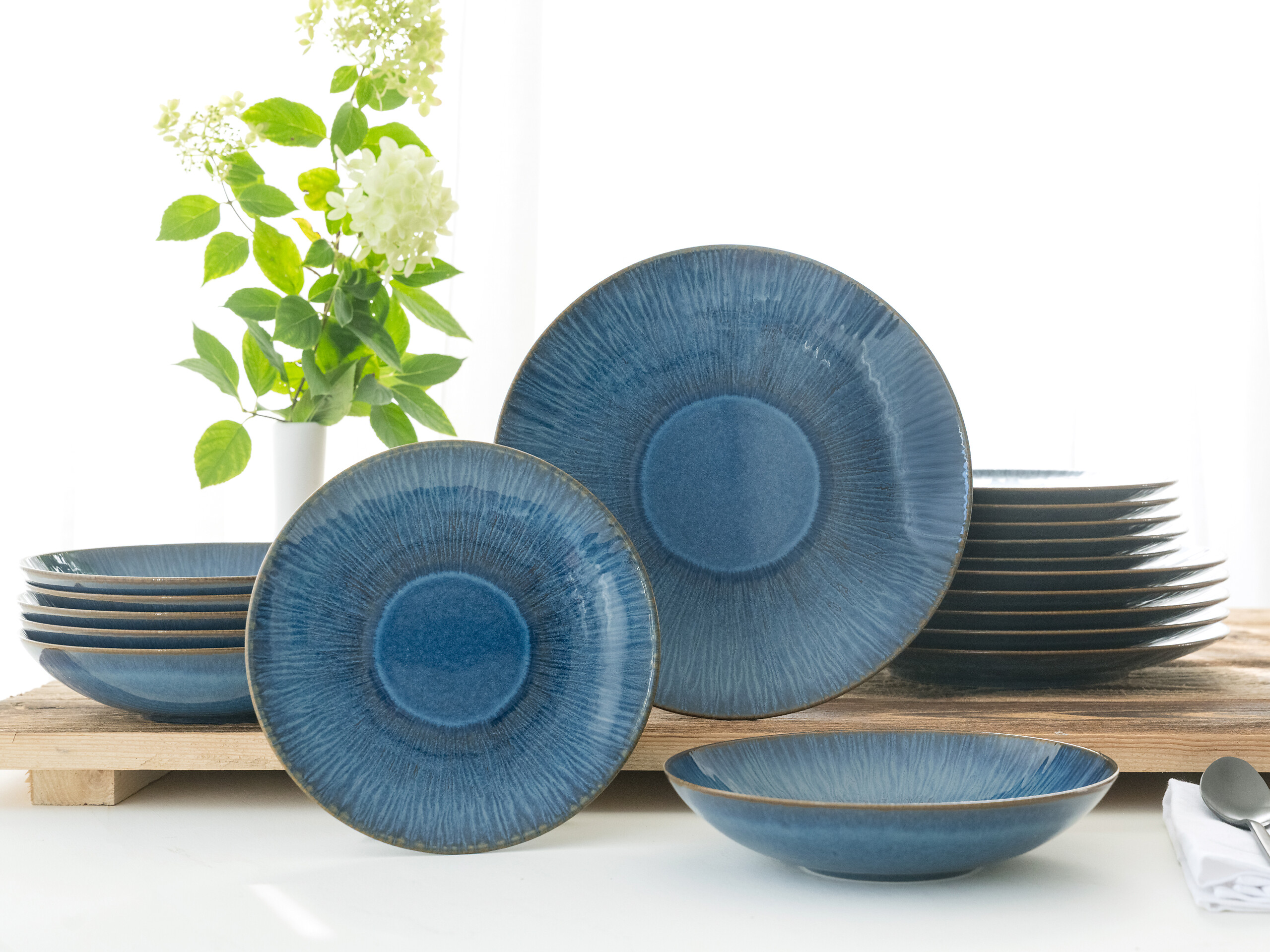 CreaTable Tafelservice Sea Breeze blau Steinzeug 18 tlg.