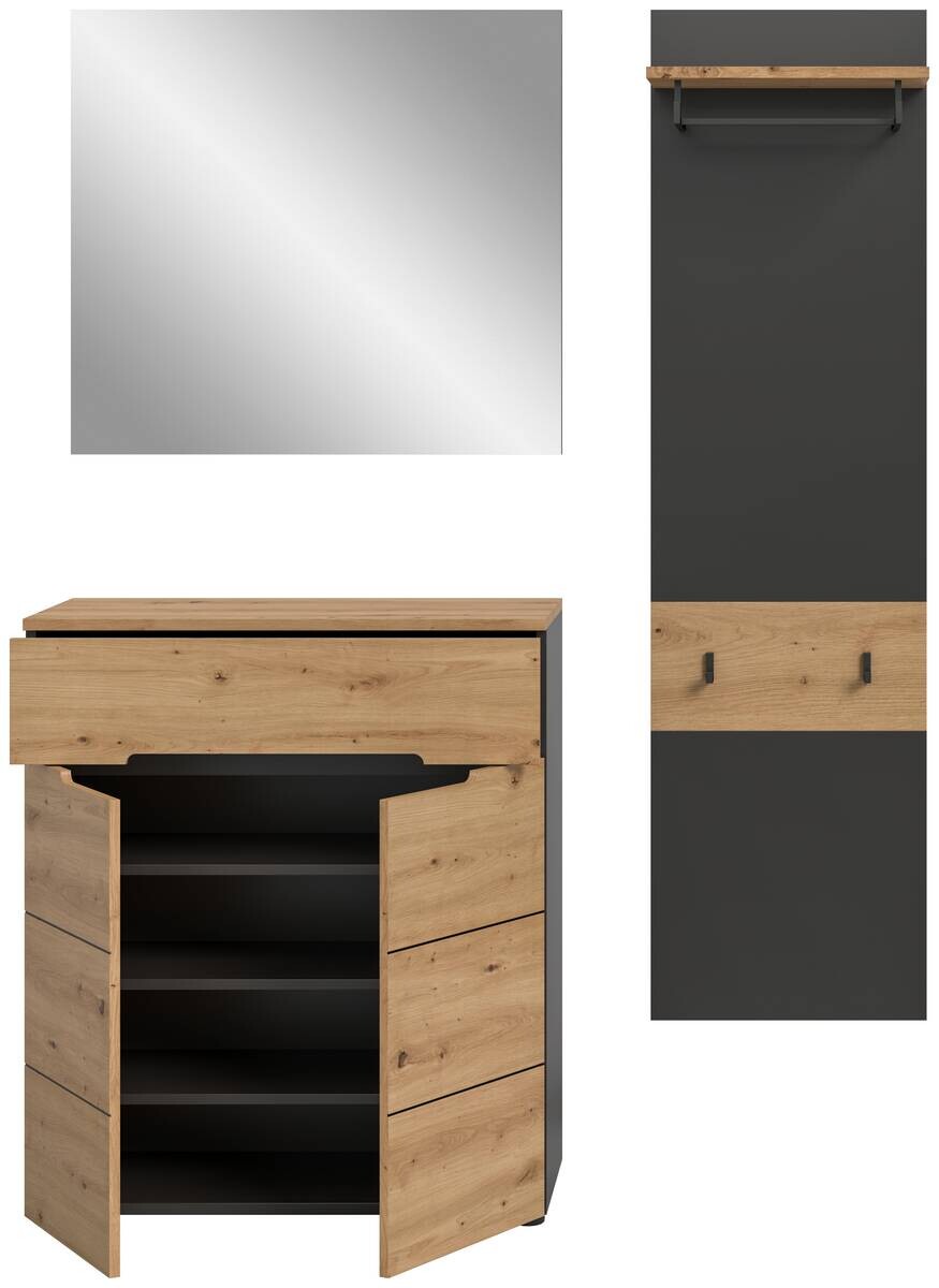 Garderobe Canu basaltgrau Nachbildung Artisan Nachbildung B/H/T: ca. 140x190x37 cm
