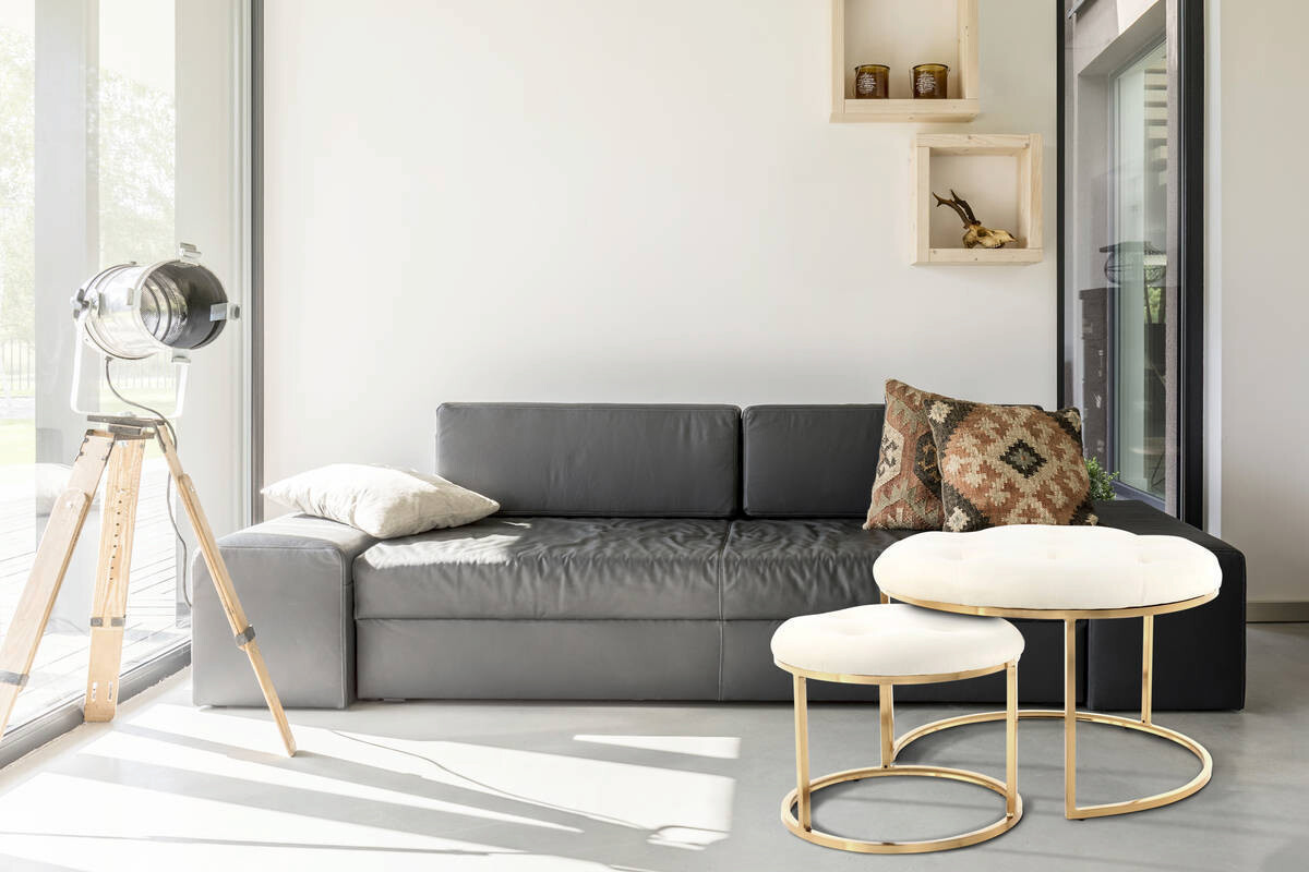 360 Living Hocker Becky 800 2er elfenbein gold Metall Samt H/D: ca. 41x60 cm 360 Living Hocker Becky 800 2er elfenbein gold Metall Samt H/D: ca. 41x60 cm