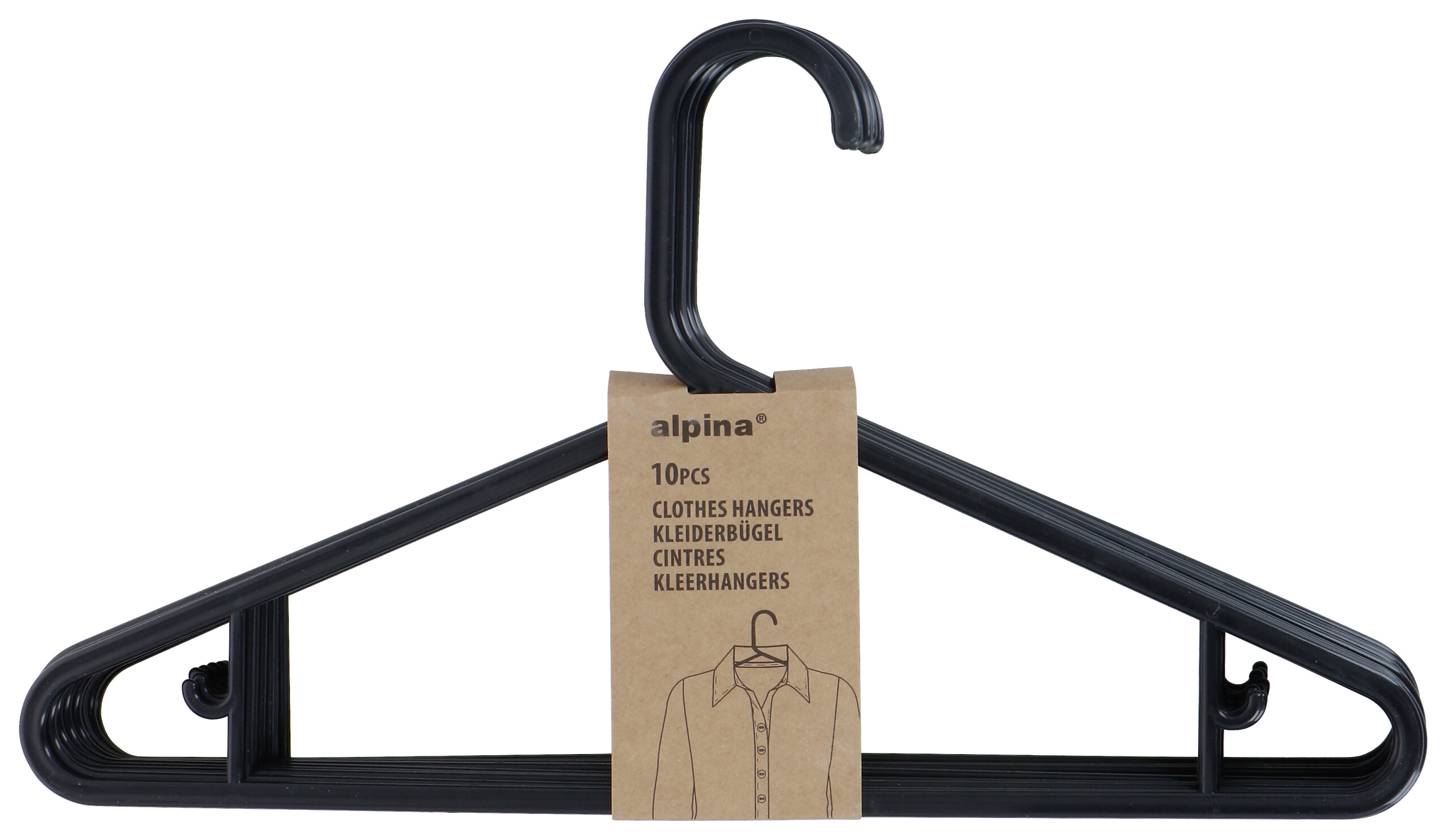 alpina Kleiderbügelset schwarz Polypropylen alpina Kleiderbügelset schwarz Polypropylen