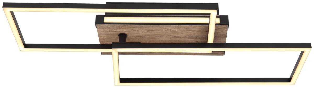 GLOBO LED-Deckenleuchte 67299D dunkelbraun mattschwarz Kunststoff MDF Metall B/H/T: ca. 49x10x60 cm
