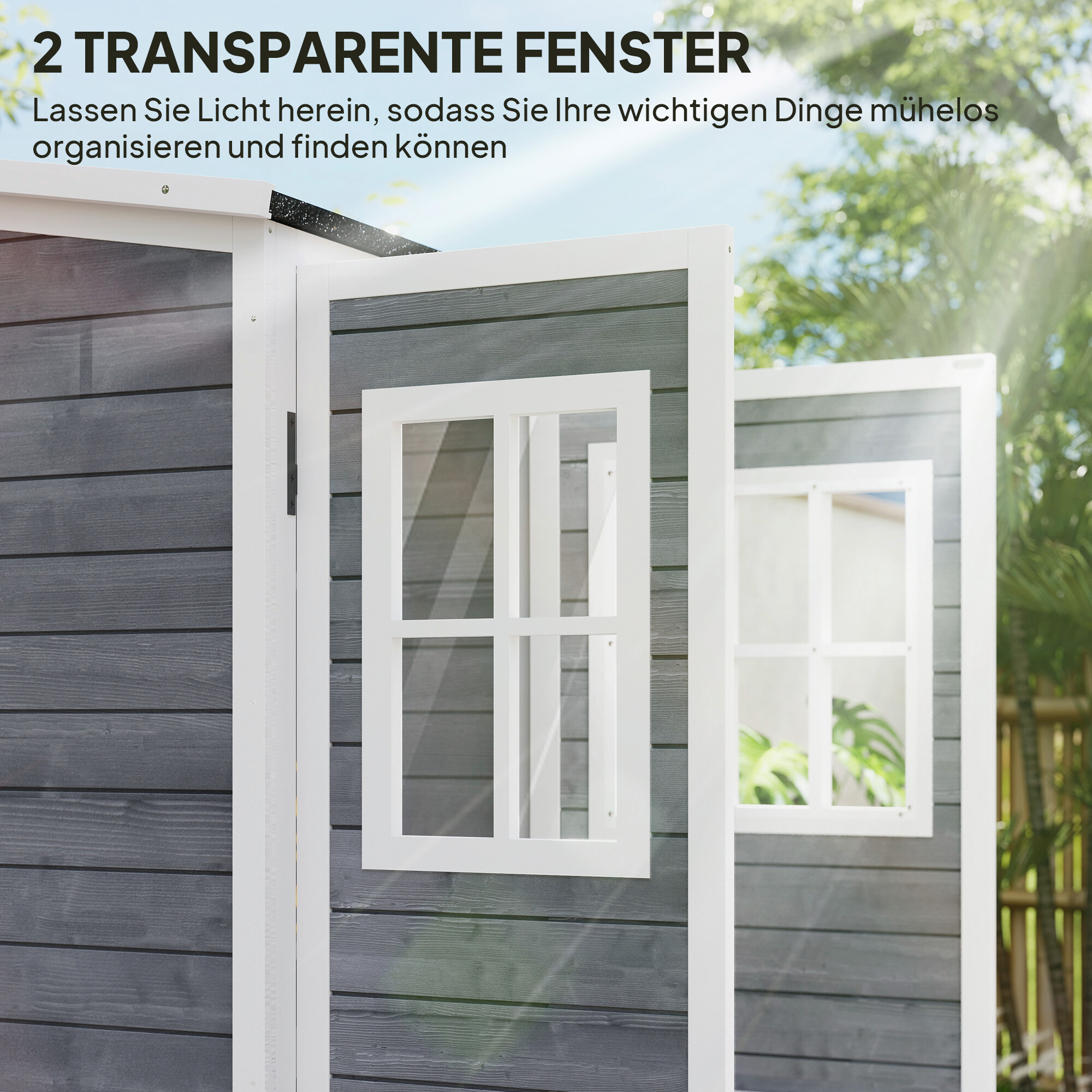 Outsunny Gartenschrank hellgrau Holz B/H/L: ca. 69x192x91 cm