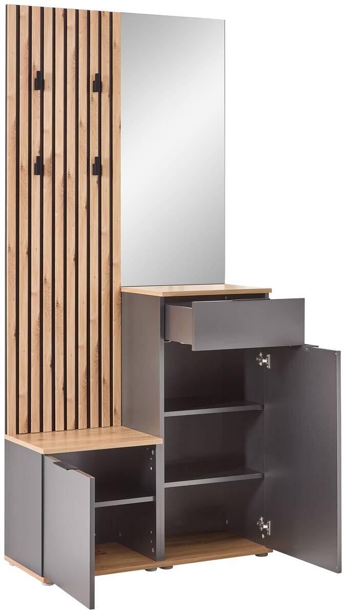 Garderobe Simple anthrazit Eiche Artisan Nachbildung B/H/T: ca. 88x195x35 cm